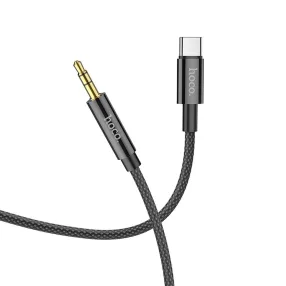   Audio kábel, aux kábel, Type-C - jack 3,5mm, fekete, Hoco UPA19