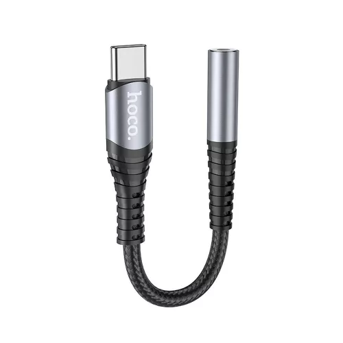 Adapter, átalakító, OTG, audio, jack, 3,5mm -> USB-C (USB Type-C), szürke, Hoco LS33