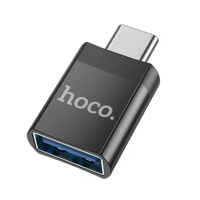   Adapter, átalakító, OTG, USB -> Type-C, fekete, Hoco UA17