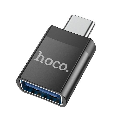 Adapter, átalakító, OTG, USB -> Type-C, fekete, Hoco UA17