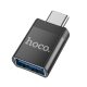 Adapter, átalakító, OTG, USB -> Type-C, fekete, Hoco UA17