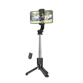   Selfie bot, tripod, bluetooth-os, vezeték nélküli, mini, asztali, fekete, Hoco K17