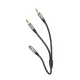 Hoco UPA21 2in1 3.5mm audio adapter kábel – női jack → 2x férfi jack, 25 cm, szürke