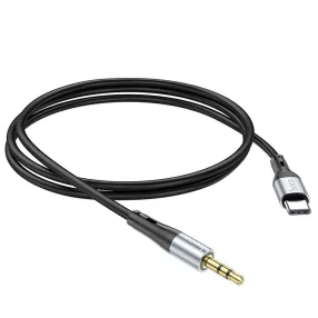   Audio kábel, aux kábel, USB-C - jack 3,5mm, fekete, Hoco UPA22