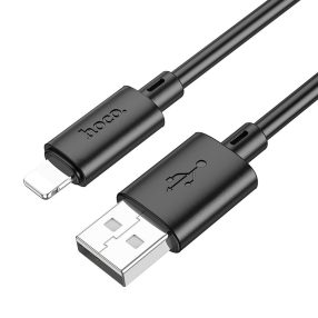   iPhone adatkábel, töltőkábel, iPhone 8pin, lightning - USB, fekete, 2.4A 1m, Hoco X88