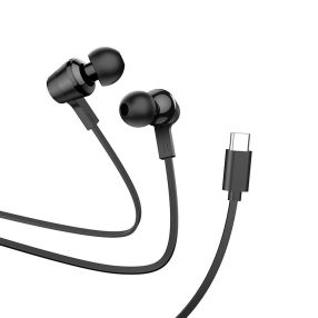   USB-C vezetékes fülhallgató mikrofonnal Type-C headset telefonhoz fekete Hoco M86