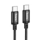 USB-C adatkábel, töltőkábel, USB-C - USB-C (USB Type-C), szövet bevonat, fekete, 60W 1m, Hoco X89