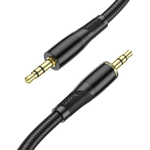 Jack-jack (3.5mm) audio kábel, szövet bevonat, fekete, 1m, Hoco UPA25
