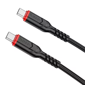  USB-C adatkábel, töltőkábel, USB-C-USB-C (USB Type-C), szövet bevonat, fekete, 60W 1m, Hoco X59