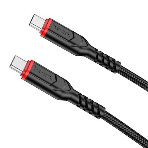 USB-C adatkábel, töltőkábel, USB-C-USB-C (USB Type-C), szövet bevonat, fekete, 60W 2m, Hoco X59