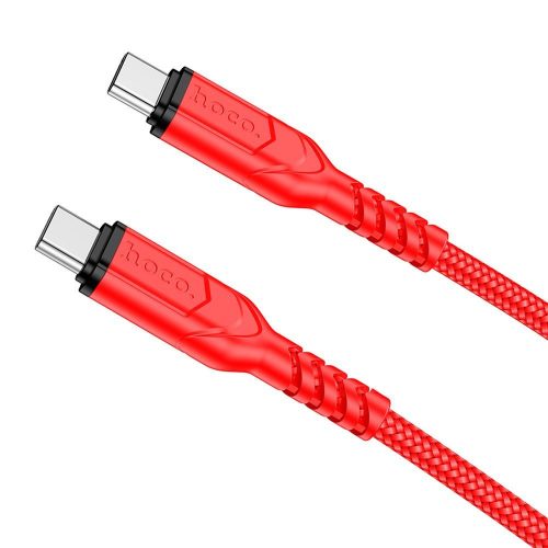 USB-C adatkábel, töltőkábel, USB-C-USB-C (USB Type-C), szövet bevonat, piros, 60W 2m, Hoco X59