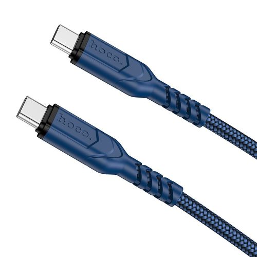 USB-C adatkábel, töltőkábel, USB-C-USB-C (USB Type-C), szövet bevonat, sötétkék, 60W 2m, Hoco X59
