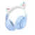 Bluetooth fejhallgató gyerekeknek, vezeték nélküli, macskafüles, LED világítás, kék, Hoco W42 Cat Ear