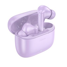   Vezeték nélküli fülhallgató, stereo bluetooth headset töltőtokkal, lila, Hoco EQ2