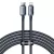 iPhone adatkábel, töltőkábel, iPhone 8pin, lightning - USB-C (Type-C), szövet bevonat, fekete, 20W 2m, Baseus Crystal Shine Series CAJY000301