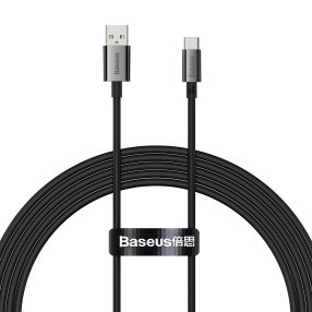   Baseus USB-A - USB-C (Type-C) adatkábel, töltőkábel, gyorstöltő, fast charge, fekete, 100W 2m, Baseus Superior P10320102114-02