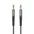 Jack-jack (3.5mm) audio kábel, szövet bevonat, fekete, 1m, Bwoo AUX064