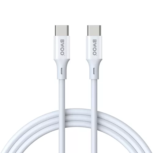 USB-C - USB-C kábel 1m 60W gyorstöltő töltőkábel fehér, BWOO BO-282C-C