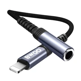   Adapter, átalakító, jack, audio, 3,5mm -> iPhone 8pin, lightning, fekete, Bwoo BZ-48