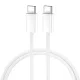 USB-C - USB-C kábel 1m 60W gyorstöltő töltőkábel fehér fonott, BWOO BO-X284