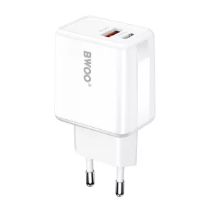   20W PD + 18W QC gyorstöltő USB-C + USB-A hálózati adapter telefon töltő, BWOO BO-CDA182