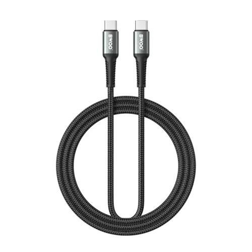 USB-C - USB-C kábel 2m 60W gyorstöltő töltőkábel fekete fonott, BWOO X288C-C-2M