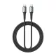 USB-C - USB-C kábel 2m 60W gyorstöltő töltőkábel fekete fonott, BWOO X288C-C-2M