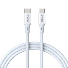   USB-C - USB-C kábel 2m 60W gyorstöltő töltőkábel fehér, BWOO BO-282C-C-2m