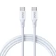 USB-C - USB-C kábel 2m 60W gyorstöltő töltőkábel fehér, BWOO BO-282C-C-2m
