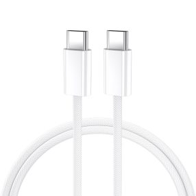   USB-C - USB-C kábel 2m 60W gyorstöltő töltőkábel fehér fonott, BWOO BO-X284-2m