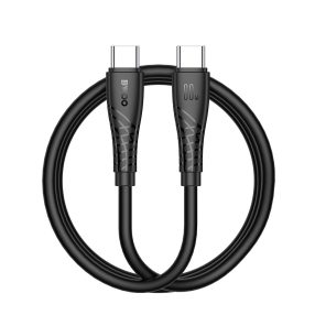   USB-C - USB-C kábel 1m 60W gyorstöltő töltőkábel fekete szilikon, BWOO BO-X318C-C