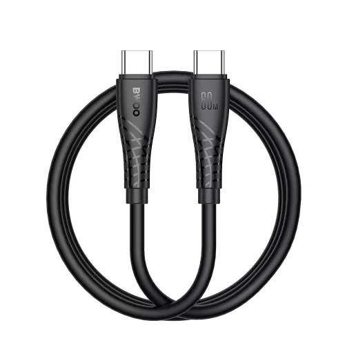 USB-C - USB-C kábel 1m 60W gyorstöltő töltőkábel fekete szilikon, BWOO BO-X318C-C