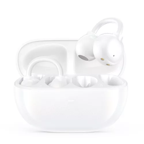 Open-Ear Bluetooth fülhallgató TWS – vezeték nélküli, fülre csíptethető headset töltőtokkal, fehér – BWOO BW39