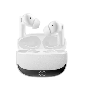   Bluetooth fülhallgató TWS ANC + ENC zajszűréssel, kijelzős töltőtokkal, fehér – BWOO BW40