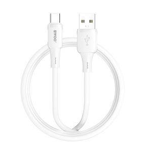   USB-A - USB-C kábel 1m 3A töltőkábel fehér szilikon, BWOO BO-X329C