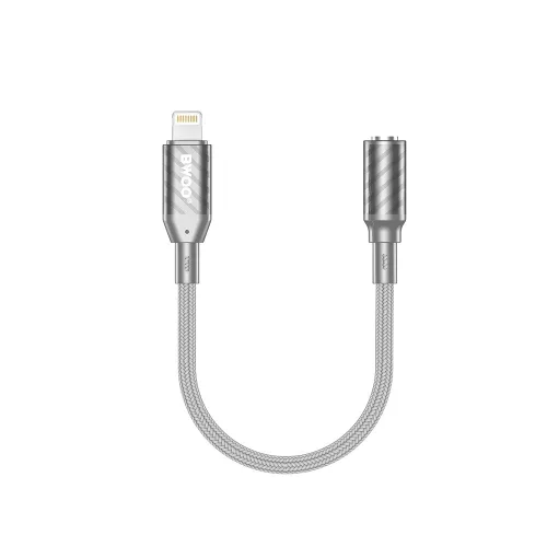 Lightning – 3,5 mm jack adapter iPhone-hoz – audio, mikrofon és vezérlés, 18 cm, szürke – BWOO BZ66