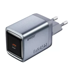   45W USB-C PD 3.0 PPS GaN gyorstöltő hálózati adapter telefonhoz, szürke – BWOO BO-CDA238