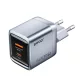 30W USB-C PD 3.0 + USB-A QC 3.0 GaN gyorstöltő adapter, szürke – BWOO BO-CDA237