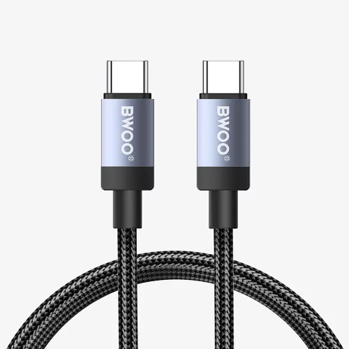 USB-C – USB-C kábel 1m 65W PD gyorstöltő töltőkábel, fekete – BWOO BO-X401CC