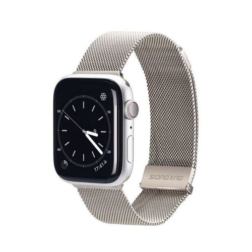 Apple Watch 4/5/6/7/8/9/SE/SE2 okosóra fém szíj, 42/44/45/49mm kompatibilis, platina színű, DUX DUCIS Milanese