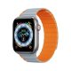 Apple Watch 4/5/6/7/8/9/SE/SE2/Ultra/Ultra2 okosóra szilikon szíj, 42/44/45/49mm kompatibilis, szürke-narancssárga, DUX DUCIS LD