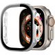 Apple Watch Ultra/Ultra2 49mm okosóra védő tok, műanyag tok, 360 fokos védelem, ezüst kerettel, DUX DUCIS Hamo