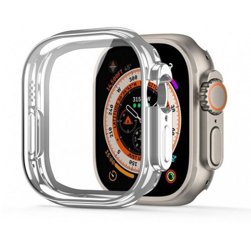 Apple Watch Ultra/Ultra2 49mm okosóra védő tok, szilikon tok, 360 fokos védelem, ezüst kerettel, DUX DUCIS Samo