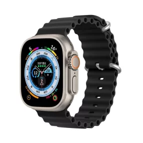   Apple Watch 4/5/6/7/8/9/SE/SE2 okosóra szilikon szíj, 38/40/41mm kompatibilis, fekete, DUX DUCIS Ocean Wave