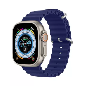   Apple Watch 4/5/6/7/8/9/SE/SE2 okosóra szilikon szíj, 42/44/45/49mm kompatibilis, sötétkék, DUX DUCIS Ocean Wave