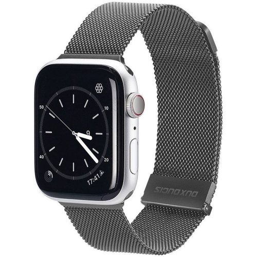Apple Watch 4/5/6/7/8/9/SE/SE2 okosóra fém szíj, 38/40/41mm kompatibilis, szürke, DUX DUCIS Milanese