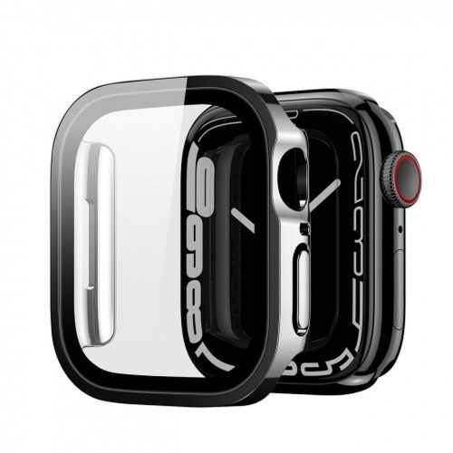 Apple Watch 7/8/9 45mm okosóra védő tok, műanyag tok, 360 fokos védelem, fekete kerettel, DUX DUCIS Hamo