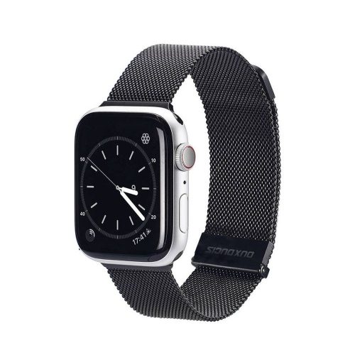Apple Watch 4/5/6/7/8/9/SE/SE2 okosóra fém szíj, 38/40/41mm kompatibilis, fekete, DUX DUCIS Milanese