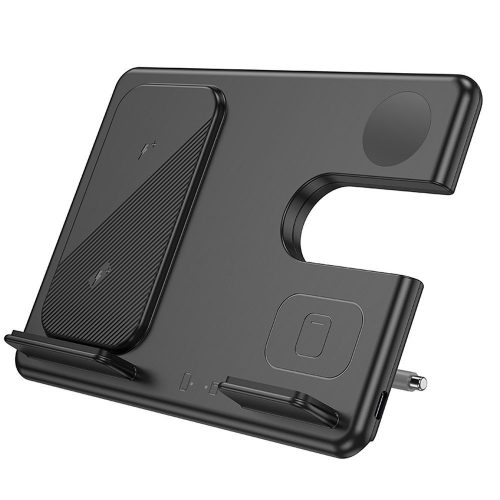 Vezeték nélküli töltőpad, 3in1 (telefon, fülhallgató, okosóra), 15W, fekete, Hoco CQ2