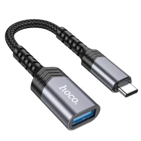  Adapter, átalakító, adatátvitelre, töltésre, OTG, USB -> Type-C, 3.0, fekete, Hoco UA24